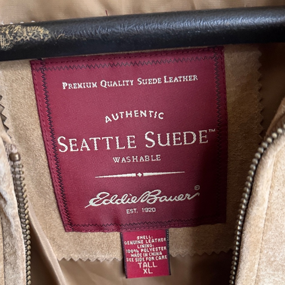 Eddie Bauer Light Tan Seattle Suede Jacket - Picture 2 of 3
